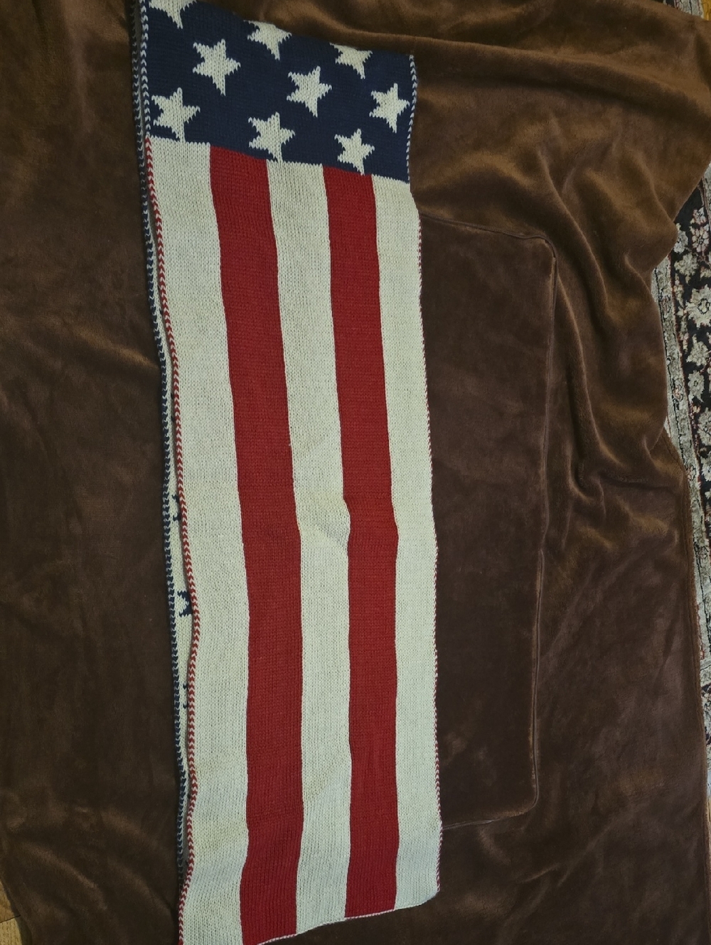 Men's Patriotic Red, White & Blue Knit Sweater Scarf